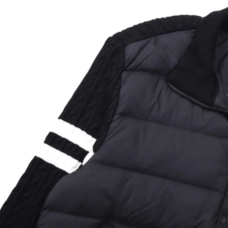 Replica Moncler Knit Down Jacket Black Stand Collar Reps - RepLuxe