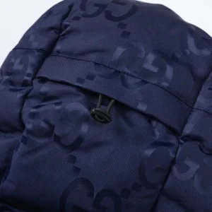 Replica Gucci GG Canvas Hooded Down Vest Navy Blue Reps - RepLuxe