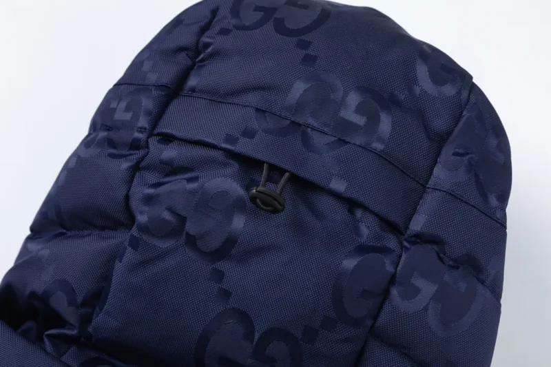 Replica Gucci GG Canvas Hooded Down Vest Navy Blue Reps - RepLuxe