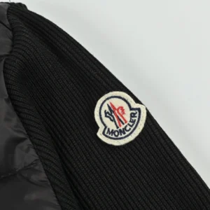 Replica Moncler Knit Letter Hooded Jacket Black Reps - RepLuxe
