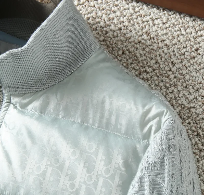 Replica Dior Knit Down Jacket Light Grey Unisex Reps - RepLuxe