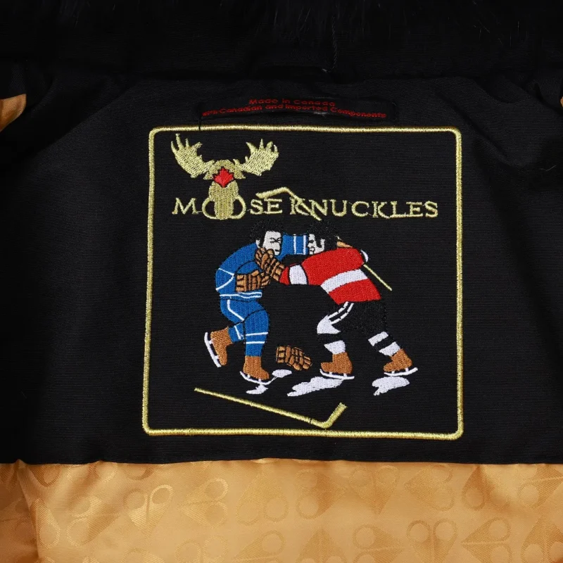 Replica Moose Knuckles Gold Scissor Jacket Black Bomber Reps - RepLuxe