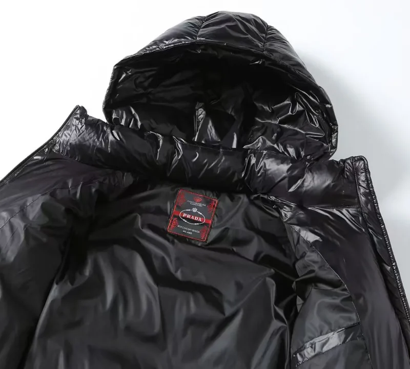 Replica Prada Hooded Down Jacket Black Unisex Reps - RepLuxe