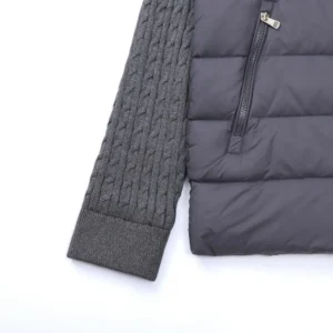 Replica Moncler Knit Down Jacket Grey Stand Collar Reps - RepLuxe
