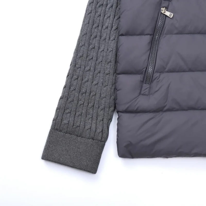 Replica Moncler Knit Down Jacket Grey Stand Collar Reps - RepLuxe