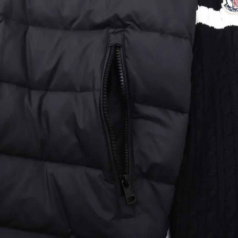 Replica Moncler Knit Down Jacket Black Stand Collar Reps - RepLuxe