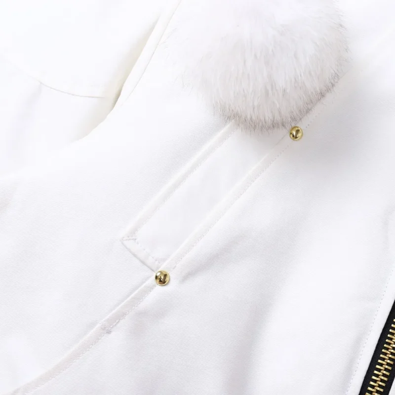 Replica Moose Knuckles Gold Scissor Down Jacket White Reps - RepLuxe