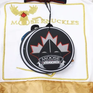 Replica Moose Knuckles Gold Scissor Down Jacket White Reps - RepLuxe