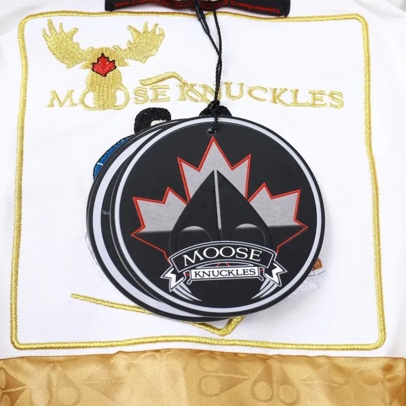 Replica Moose Knuckles Gold Scissor Down Jacket White Reps - RepLuxe