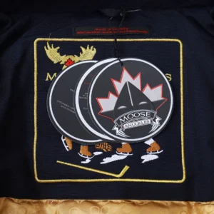 Replica Moose Knuckles Gold Scissor Jacket Navy Blue Reps - RepLuxe