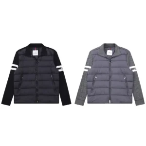 Replica Moncler Knit Down Jacket Black Stand Collar Reps - RepLuxe