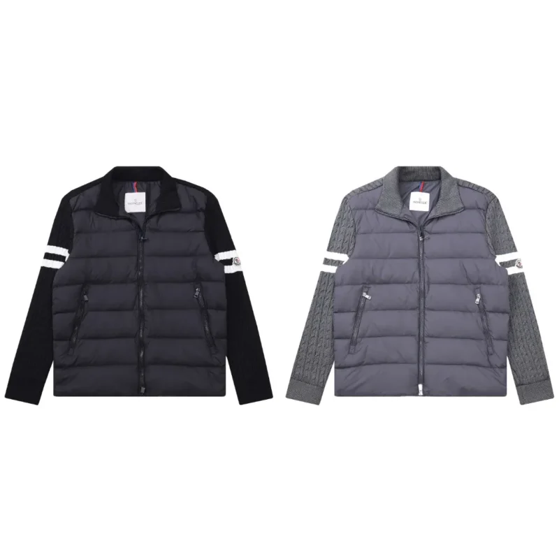 Replica Moncler Knit Down Jacket Black Stand Collar Reps - RepLuxe
