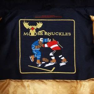 Replica Moose Knuckles Gold Scissor Jacket Navy Blue Reps - RepLuxe