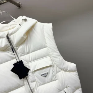 Replica Prada Hooded Down Vest White Quilted Reps - RepLuxe