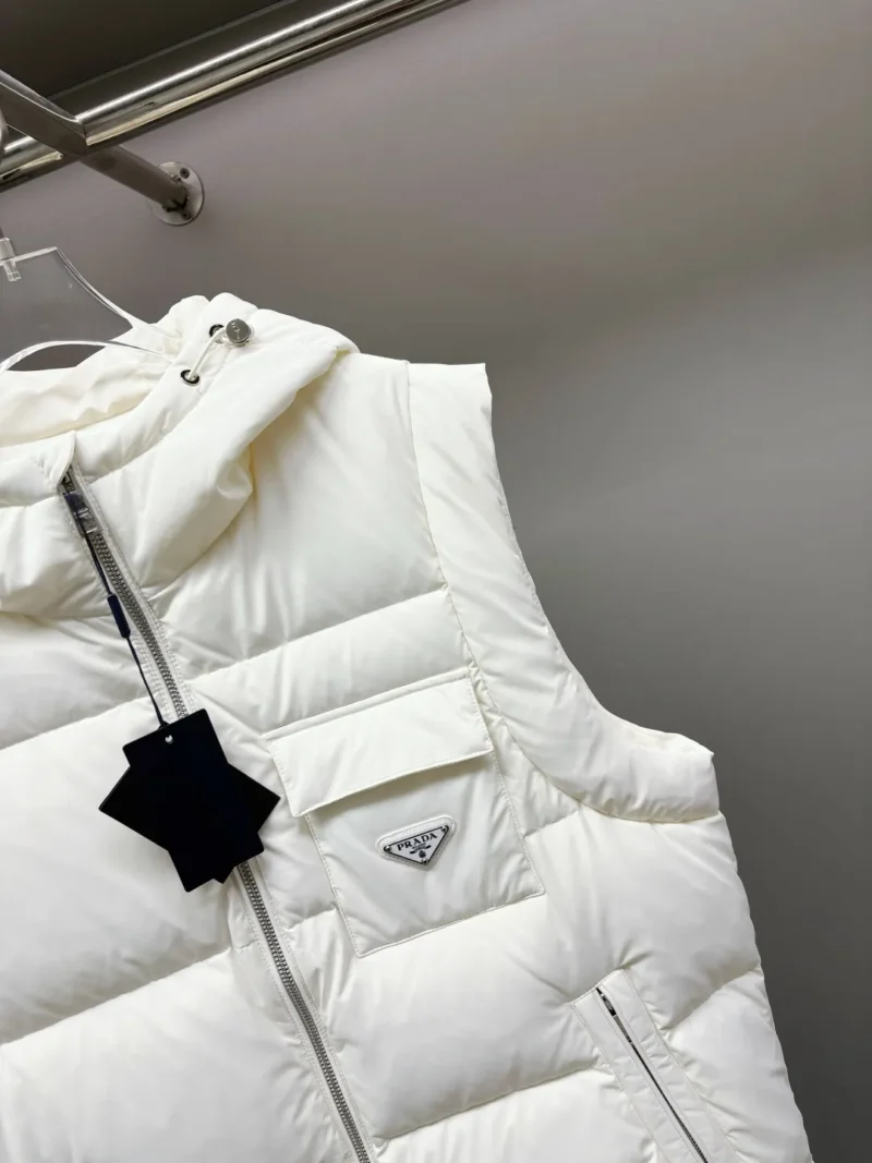 Replica Prada Hooded Down Vest White Quilted Reps - RepLuxe