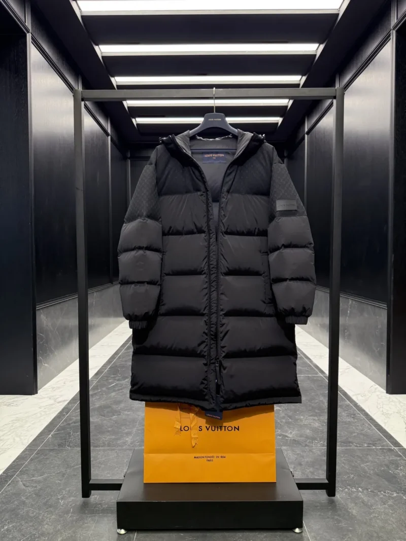 Replica Louis Vuitton Monogram Down Jacket Black Long Reps - RepLuxe