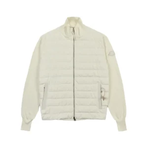 Replica Moncler Knit Down Jacket White Stand Collar Reps - RepLuxe