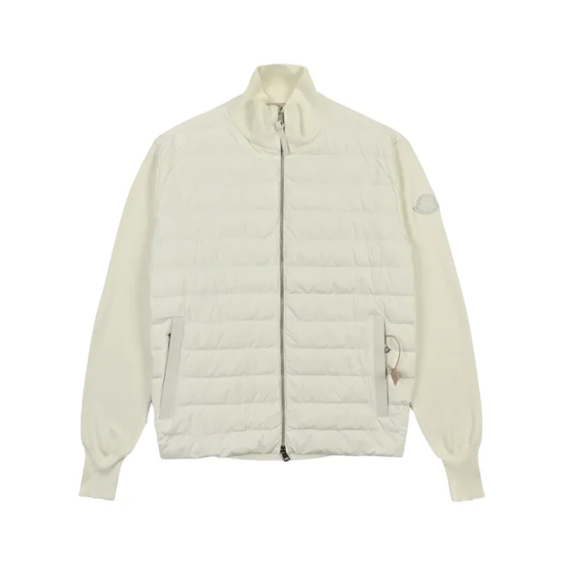Replica Moncler Knit Down Jacket White Stand Collar Reps - RepLuxe