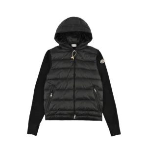 Replica Moncler Knit Letter Hooded Jacket Black Reps - RepLuxe
