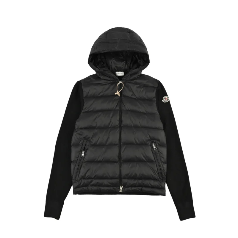 Replica Moncler Knit Letter Hooded Jacket Black Reps - RepLuxe