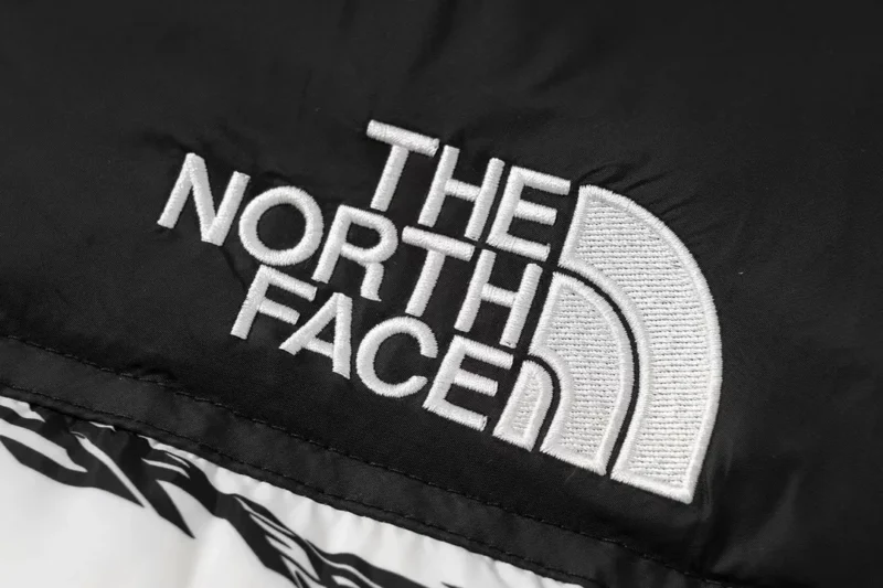 Replica The North Face Zebra Down Jacket Black White Reps - RepLuxe
