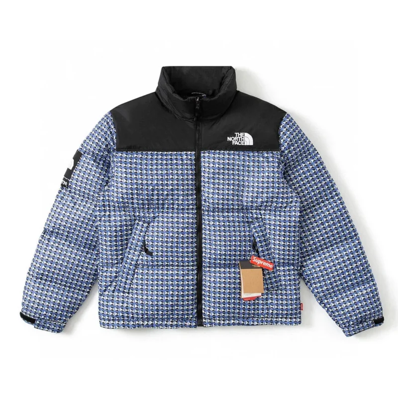 Replica The North Face Supreme TNF 96 Down Jacket Black Houndstooth Reps - RepLuxe