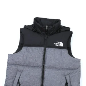 Replica The North Face Nuptse Vest Grey Black Reps - RepLuxe