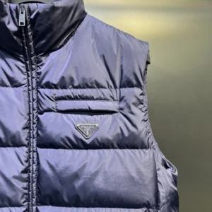 Replica Prada Minimalist Down Vest Blue Stand Collar Reps - RepLuxe