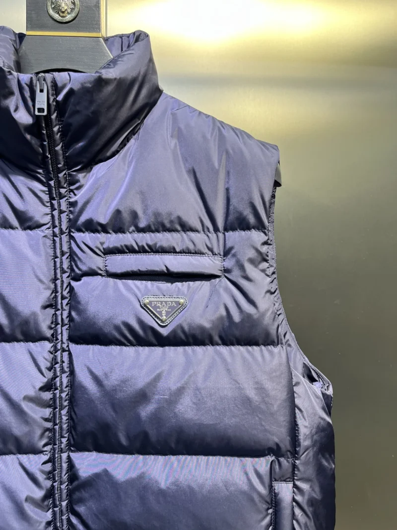 Replica Prada Minimalist Down Vest Blue Stand Collar Reps - RepLuxe