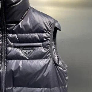 Replica Prada Minimalist Down Vest Black Stand Collar Reps - RepLuxe