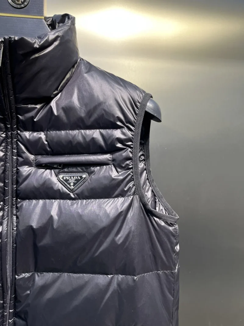 Replica Prada Minimalist Down Vest Black Stand Collar Reps - RepLuxe