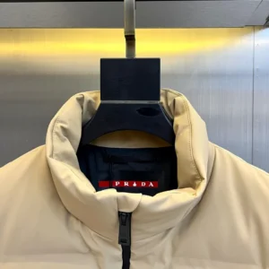 Replica Prada Down Vest Beige Stand Collar Style Reps - RepLuxe