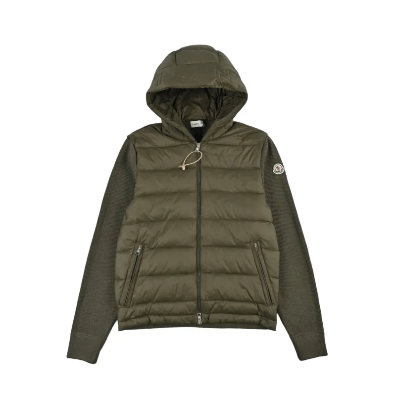 Replica Moncler Knit Hooded Down Jacket Olive Reps - RepLuxe