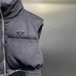 Replica Prada Logo Wool Down Vest Black Reps - RepLuxe
