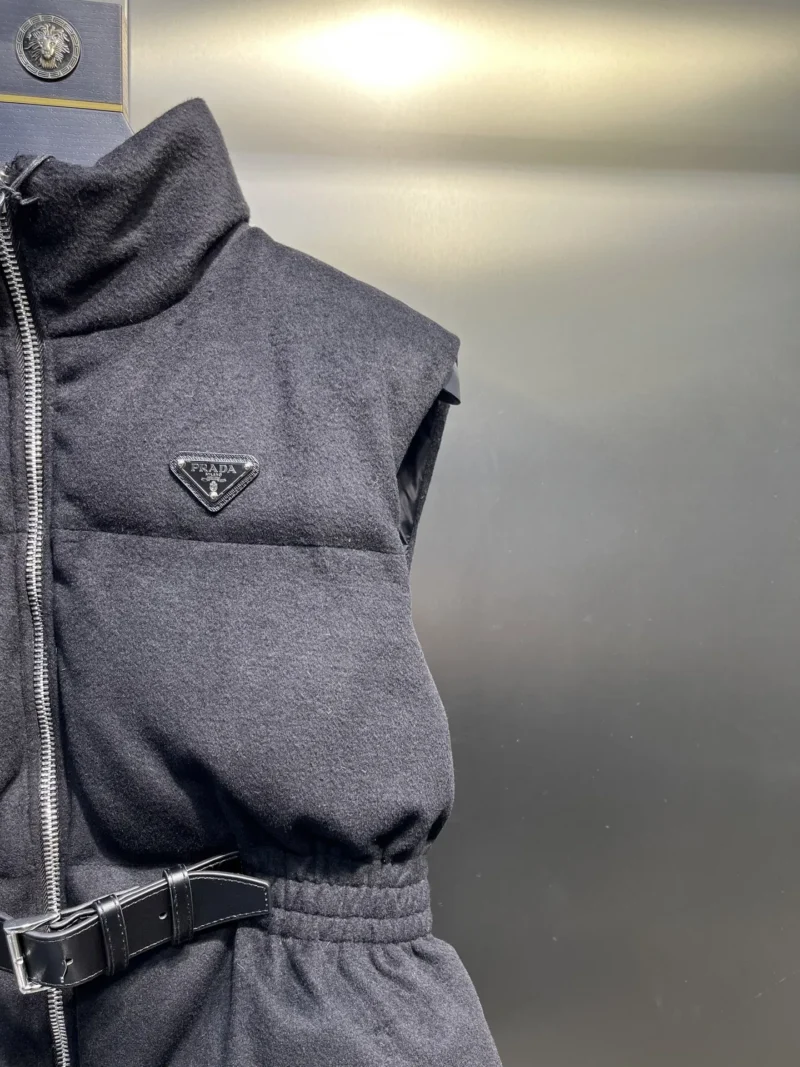 Replica Prada Logo Wool Down Vest Black Reps - RepLuxe