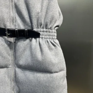 Replica Prada Logo Wool Down Vest Gray Sleeveless Reps - RepLuxe