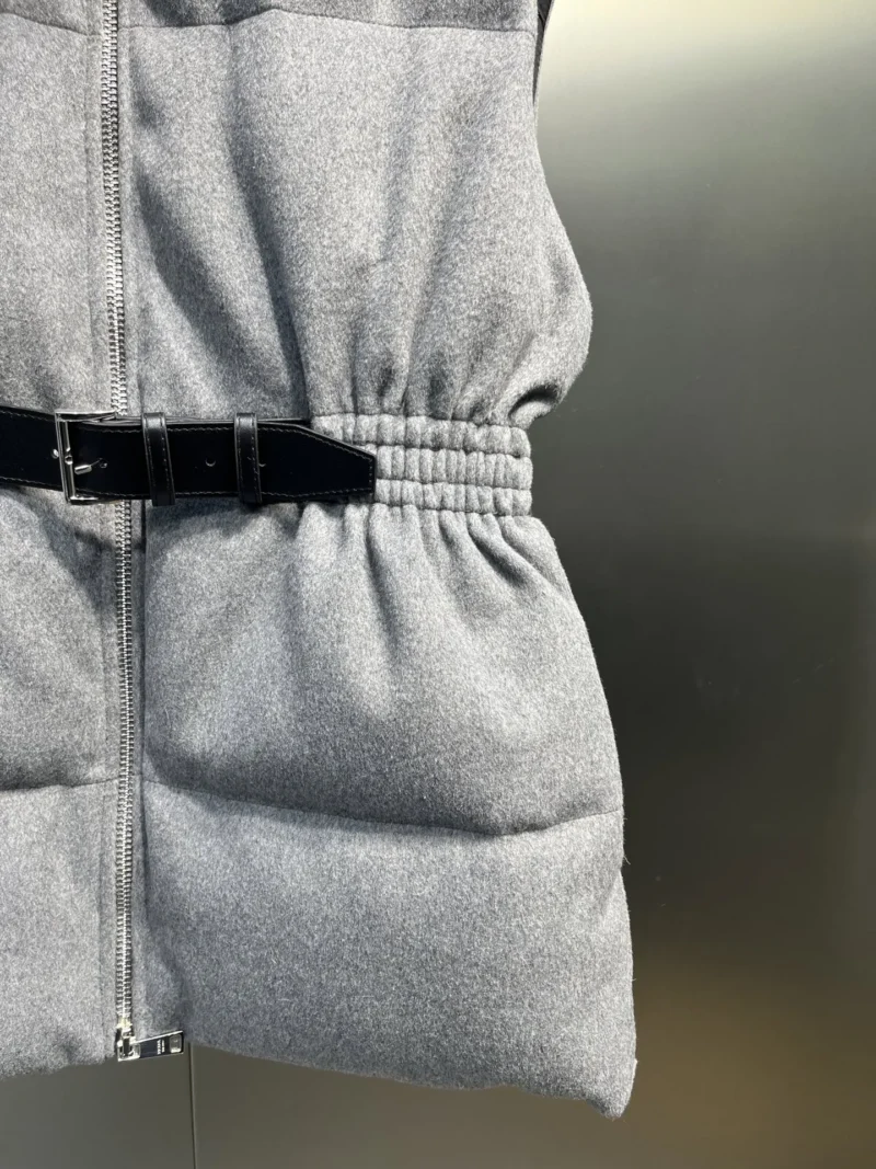 Replica Prada Logo Wool Down Vest Gray Sleeveless Reps - RepLuxe