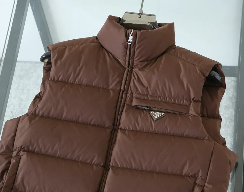 Replica Prada Re-Nylon Down Vest Cocoa Brown Reps - RepLuxe