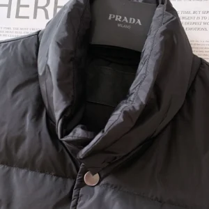 Replica Prada Down Vest Black Stand Collar Reps - RepLuxe