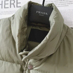 Replica Prada Down Vest Olive Green Stand Collar Reps - RepLuxe