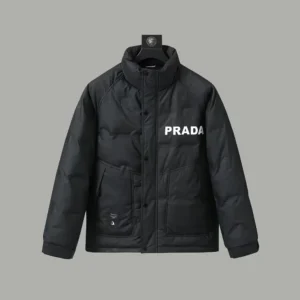 Replica Prada Letter Down Jacket White Unisex Reps - RepLuxe