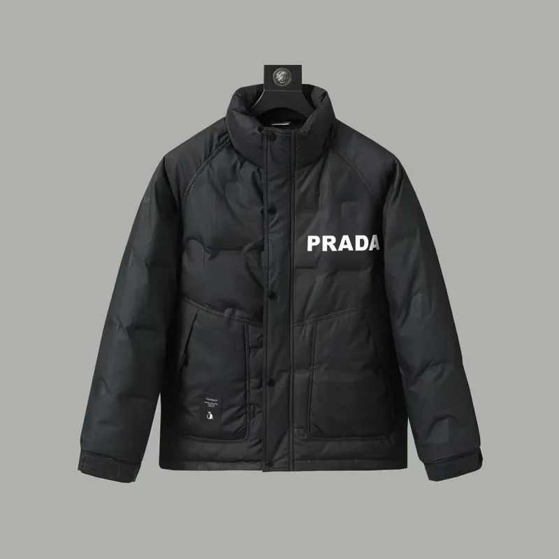Replica Prada Letter Down Jacket White Unisex Reps - RepLuxe