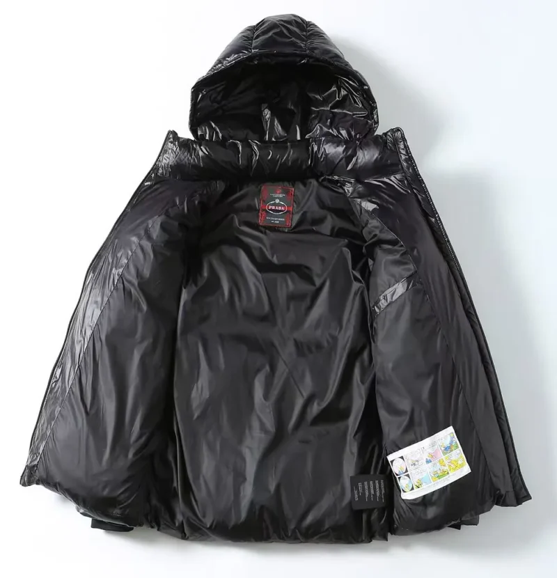 Replica Prada Hooded Down Jacket Black Unisex Reps - RepLuxe