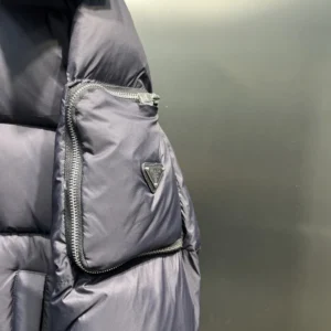 Replica Prada Down Jacket Grey Hooded Style Reps - RepLuxe