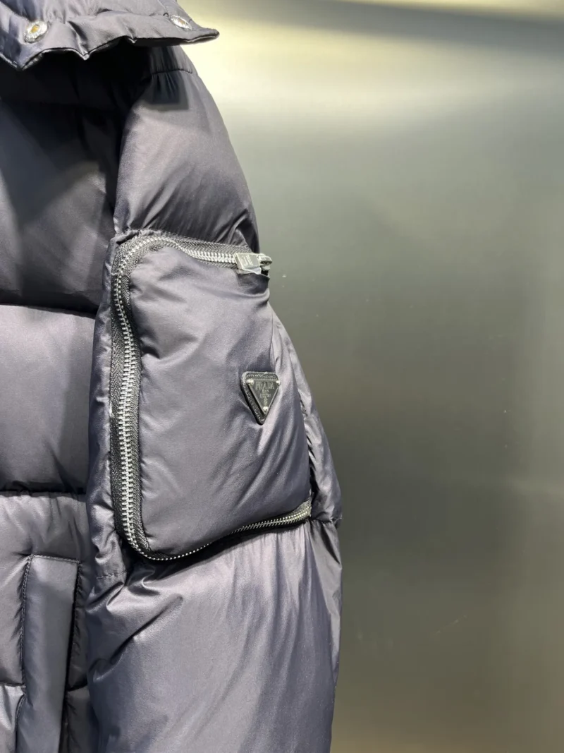 Replica Prada Down Jacket Grey Hooded Style Reps - RepLuxe