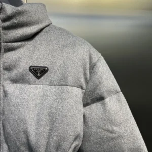 Replica Prada Down Jacket Grey Stand Collar Style Reps - RepLuxe