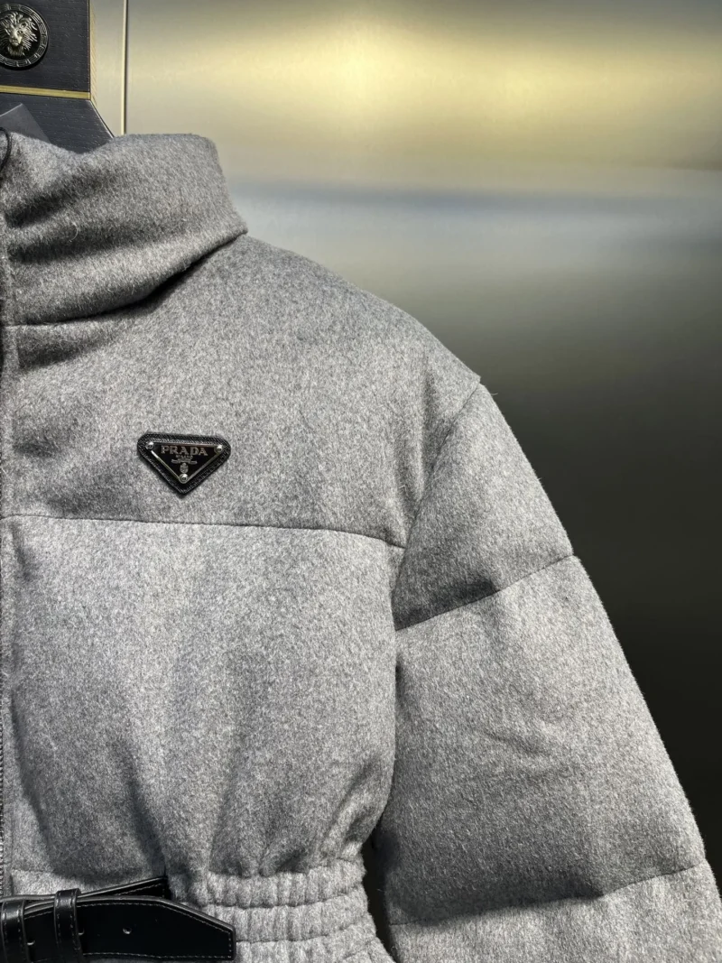 Replica Prada Down Jacket Grey Stand Collar Style Reps - RepLuxe