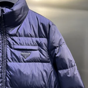 Replica Prada Biker Down Jacket Blue Hooded Reps - RepLuxe