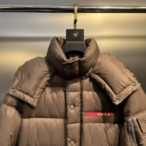 Replica Prada Down Jacket Taupe Hooded Style Reps - RepLuxe