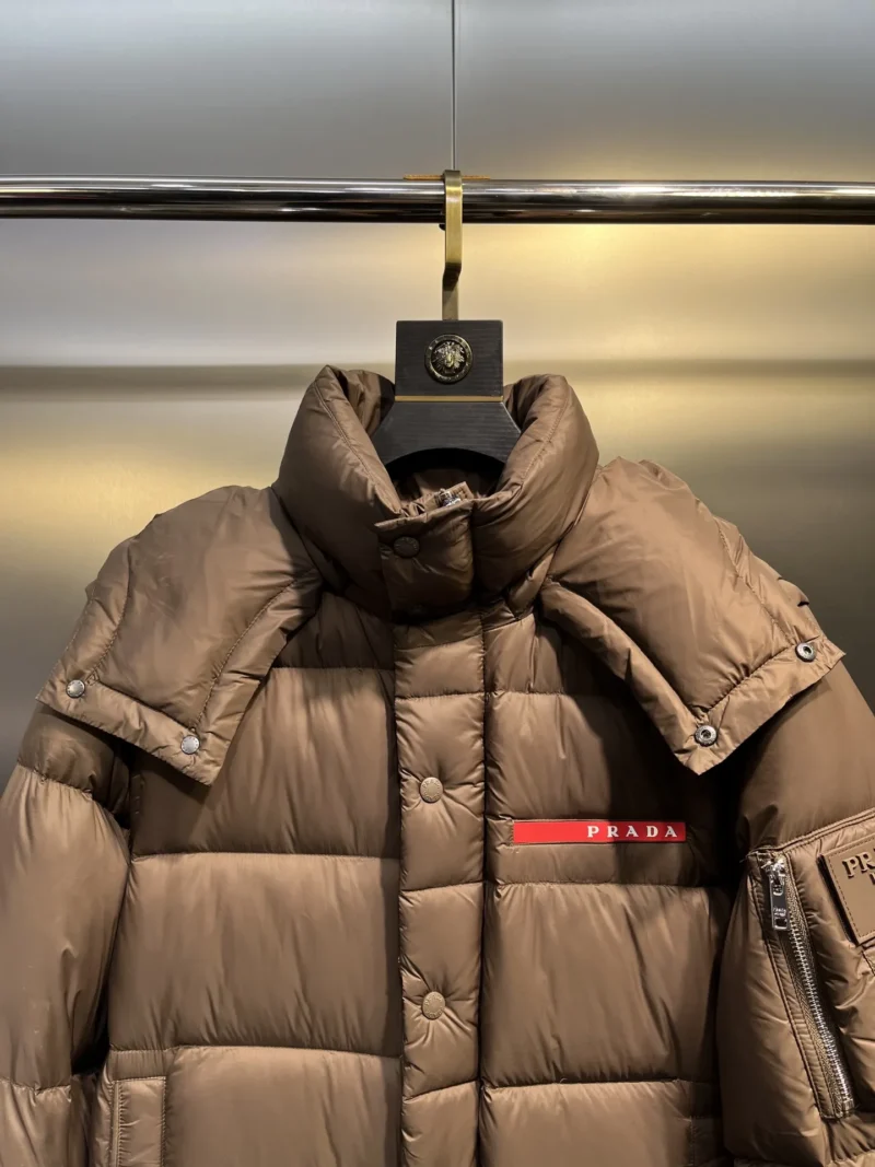 Replica Prada Down Jacket Taupe Hooded Style Reps - RepLuxe